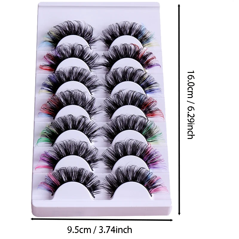 Description Picture 6 of item7 Pairs Colorful False Eyelashes D Curl Natural Fluffy Colored Makeup Faux Eyelash Lashes extensions Russian Volumes