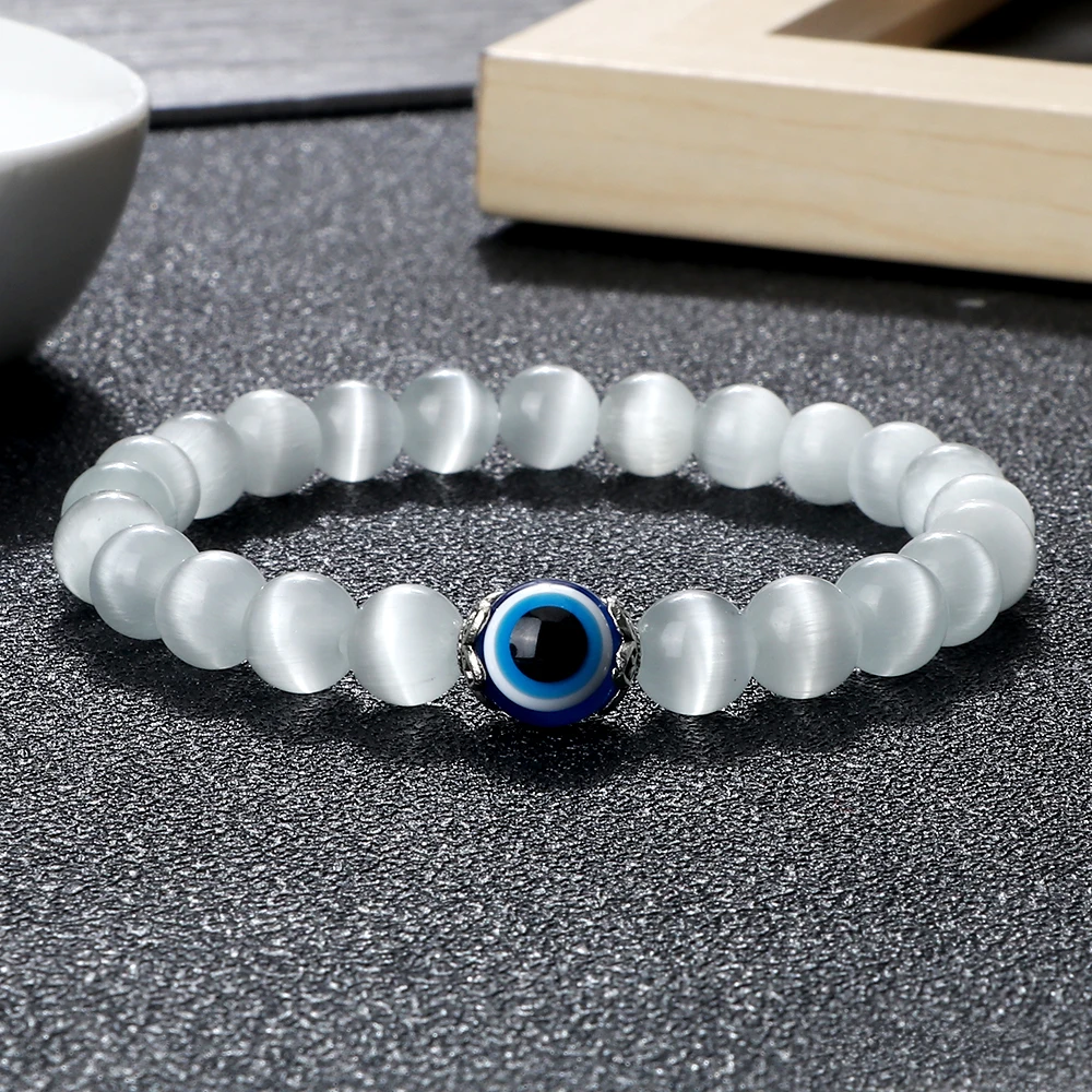 Matching Couples Evil Eye Bracelets – Stretchable Beaded Bracelets For Him & Her - View #9
