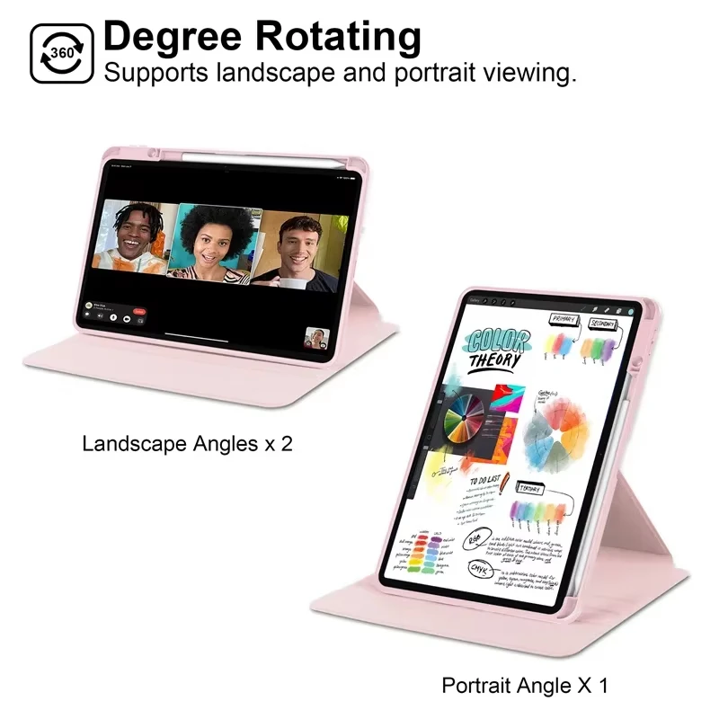360° Rotating Acrylic Tablet Case with Pencil Holder - Fits 11.2 Tablets