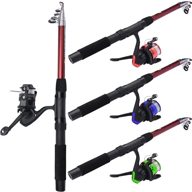 Fishing Rod Full Kits with Telescopic Fishing Rod and Reel Baits Hooks  Saltwater Freshwater Travel Pole