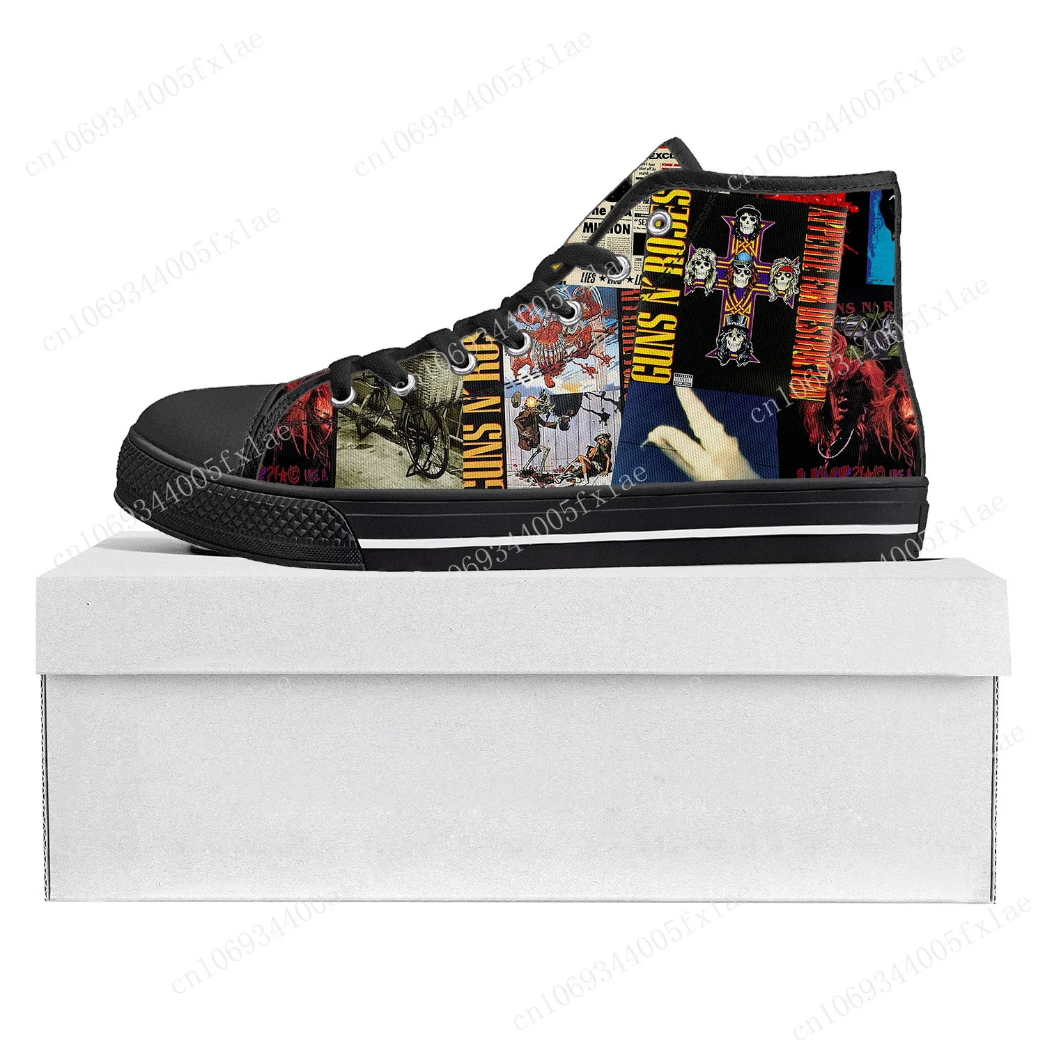 Guns N Roses Heavy Metal Rock Band High Top High Quality Sneakers Mens Womens Teenager Canvas Sneaker Couple Shoes Custom Shoe