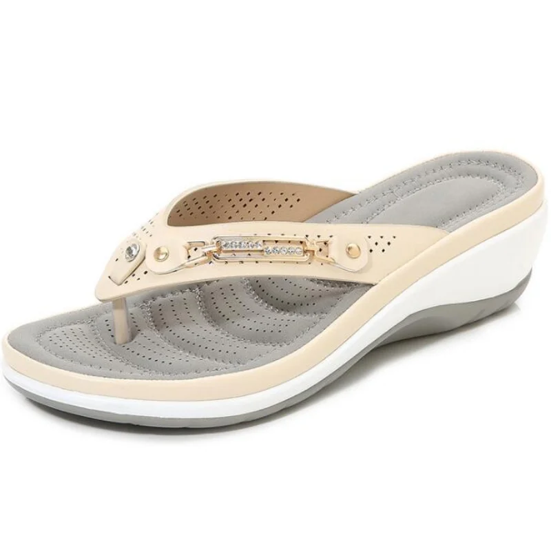 

Сандалии женские с металлическими пуговицами, удобные и легкие танкетки, танкетка, модная обувь