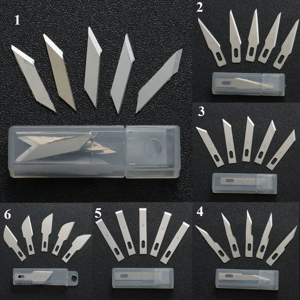 10pcs Blades Cutter Craft Knives Non-Slip Metal Scalpel Knife Parts Engraving for Mobile Phone PCB Repair Hand Tools