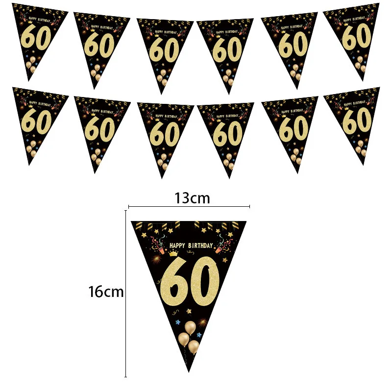 1set 30 40 50 60 Paper Banner Birthday Party Decorations Adult Garland Anniversary Adult Birthday Anniversaire 30age Black Flags birthday streamers birthday banner party decorations