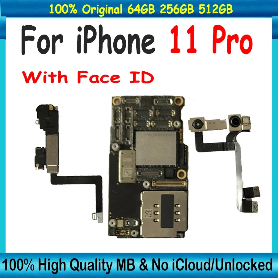 Original Unlocked For iPhone 11 / 11 Pro Motherboard With Face ID Mainboard Clean iCloud For iPhone Pro Full Chips Plate iphone motherboard mobile motherboard cell phone parts