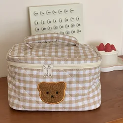 Charming Women's Bear Cosmetic Tote - Sweet Style Travel Toiletry Bag (Beige)