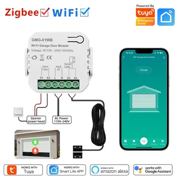 Tuya WiFi Zigbee Smart Garage Door Controller Opener Universal Garage Door Control Switch Voice Control for Alexa Google home 1