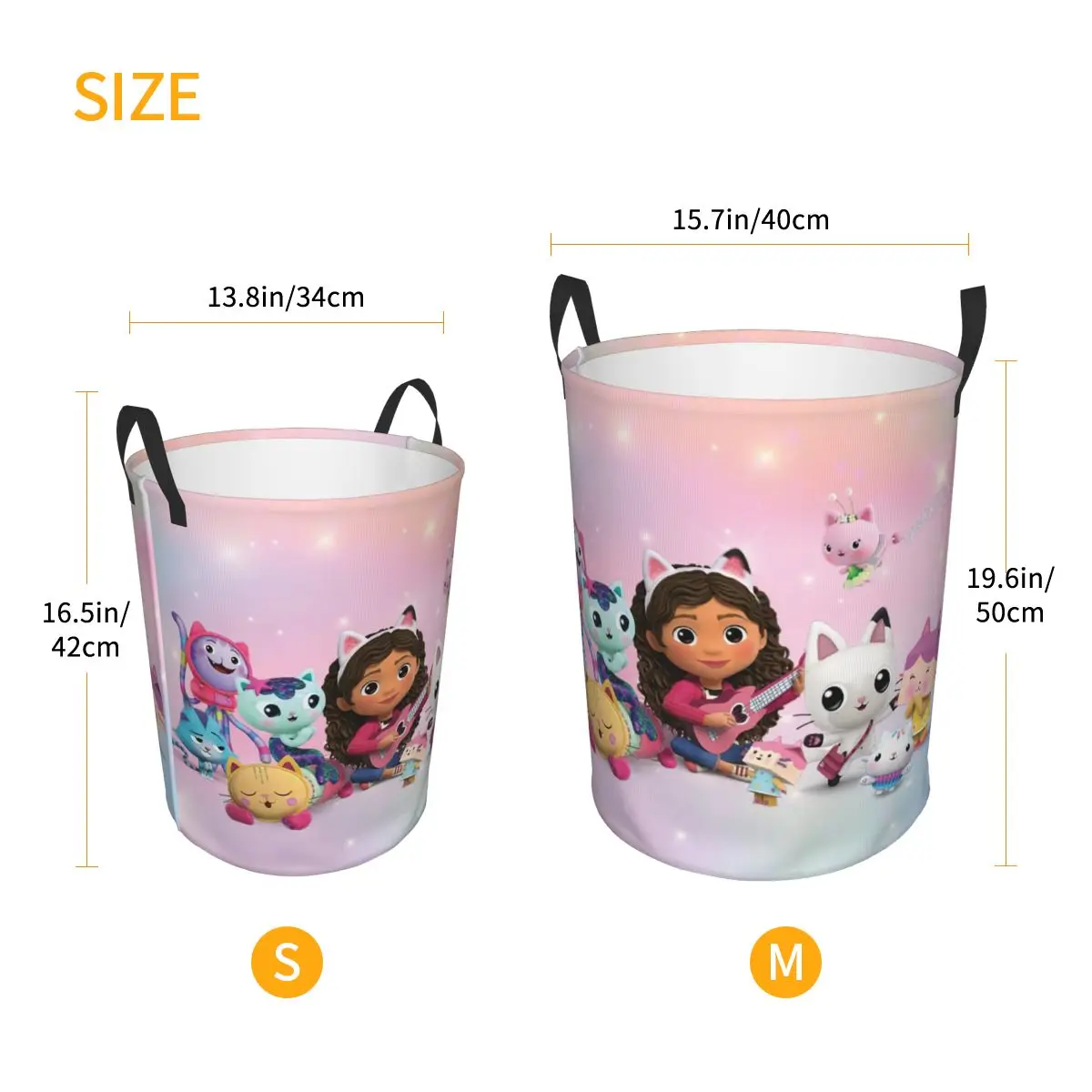 Custom Gabbys Mercat Cats Laundry Hamper Large Clothes Storage Basket Cartoon Dollhouse Toy Bin Organizer for Boy Girl 6