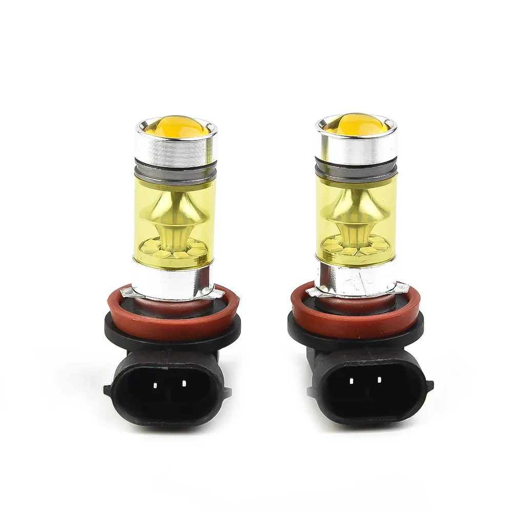 범용 안개등 전구, 100W, 2 개, 2 개, 매우 밝은 1500LM, 노란색, 4300K 액세서리, DC 12V-24V