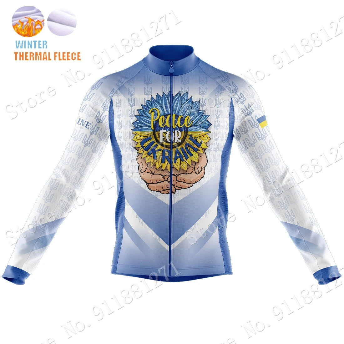 Winter Ukraine National Cycling Jersey Long Sleeve Fleece Clothing Vintage Road Bike Shirts Bicycle Tops MTB Maillot Ropa