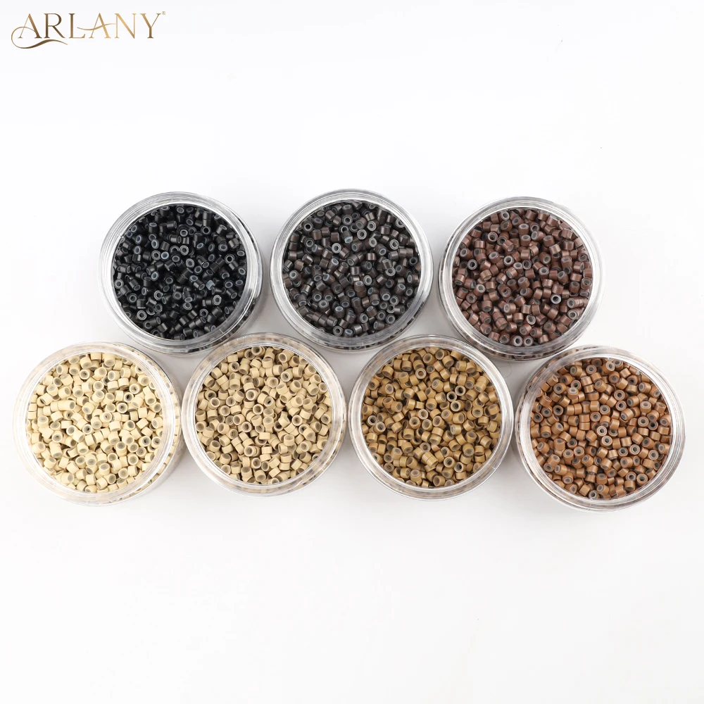 아를라니 1000개 4.5mm 마이크로 링크 비즈 헤어 익스텐션용 실리콘 라이닝 링 마이크로 링크 I팁 비즈 재봉 웨프트 익스텐션