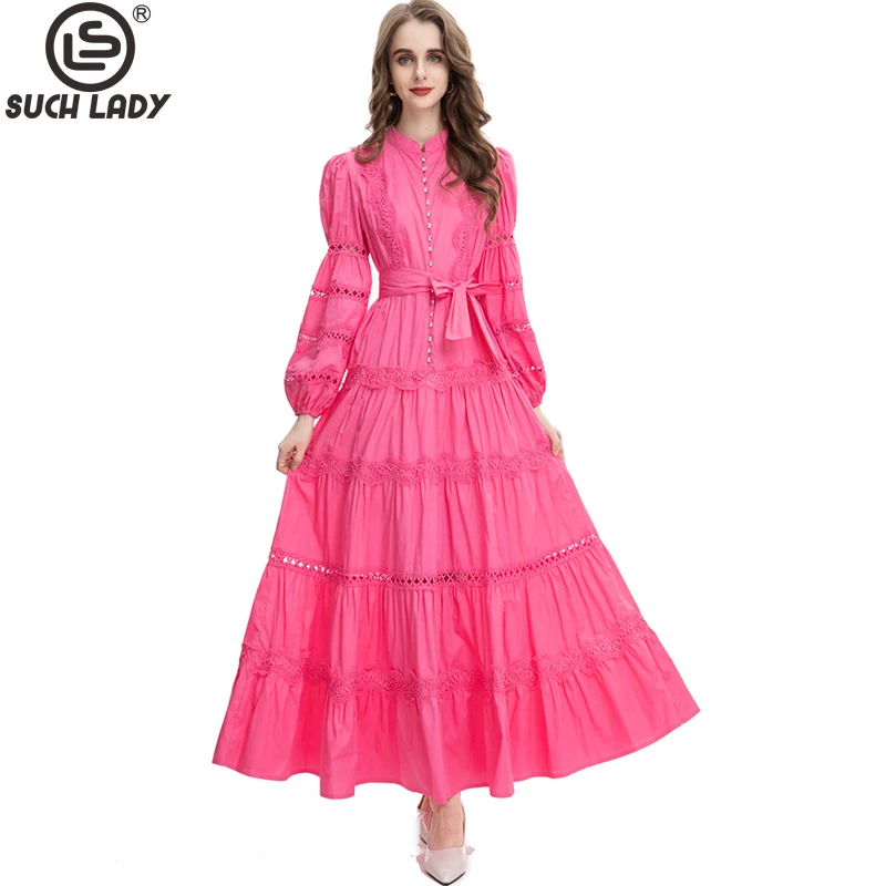 

Women's Runway Dresses Stand Collar Long Sleeves Ruffles Tiered Ruffles Elegant Fashion Designer Prom Gown