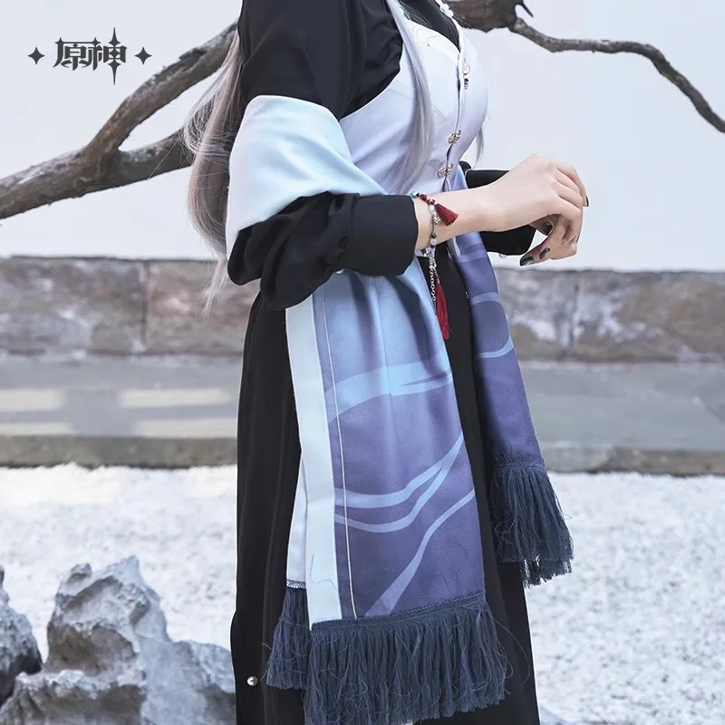 [Genuine] Shenhe Theme Impression Scarve Anime Game Genshin Impact Cosplay Accessories Polyester Scarf Acrylic Pendant Gift