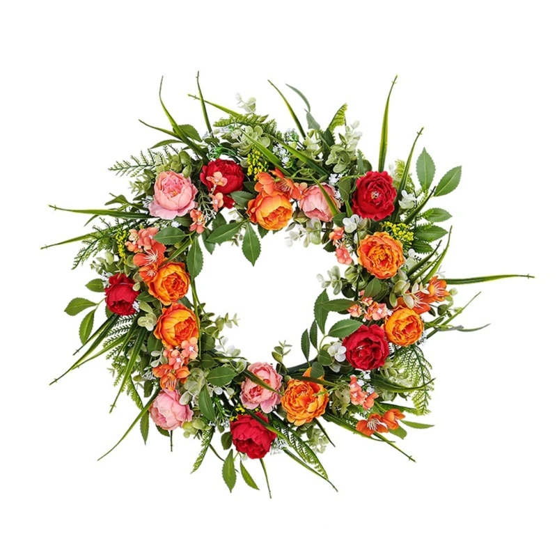 

17,72 "Цветочный венок, искусственный венок из пионов, весенний венок для входной двери, венок на день Святого Валентина для