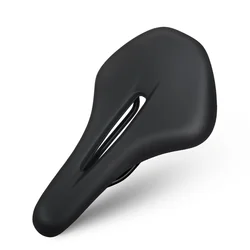 Comfortable PU Leather Bicycle Saddle - Soft, Breathable & Shockproof Outdoor Cycling Cushion (Black)