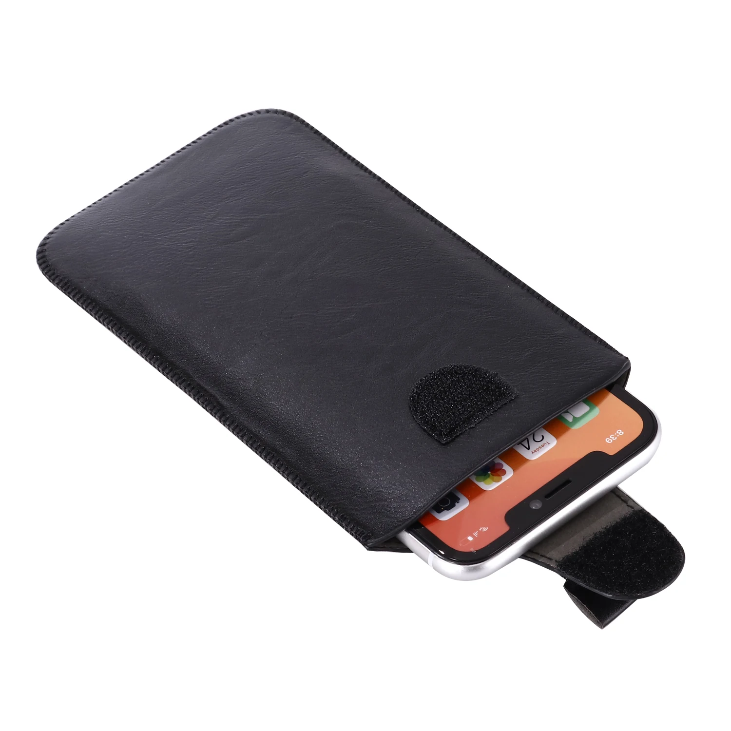 Elegant Pull Tab Leather Belt Case Pouch