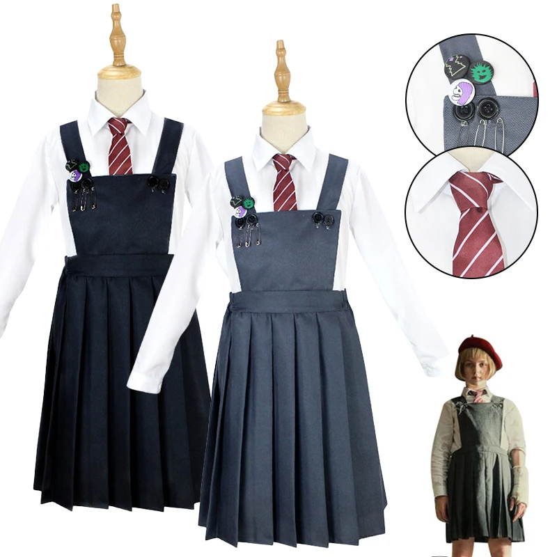 

Movie Matilda Cosplay Costume Girls School Uniform Coat Skirt Roald Dahl's Matilda The Musical Halloween Cosplay Outfit for Kids