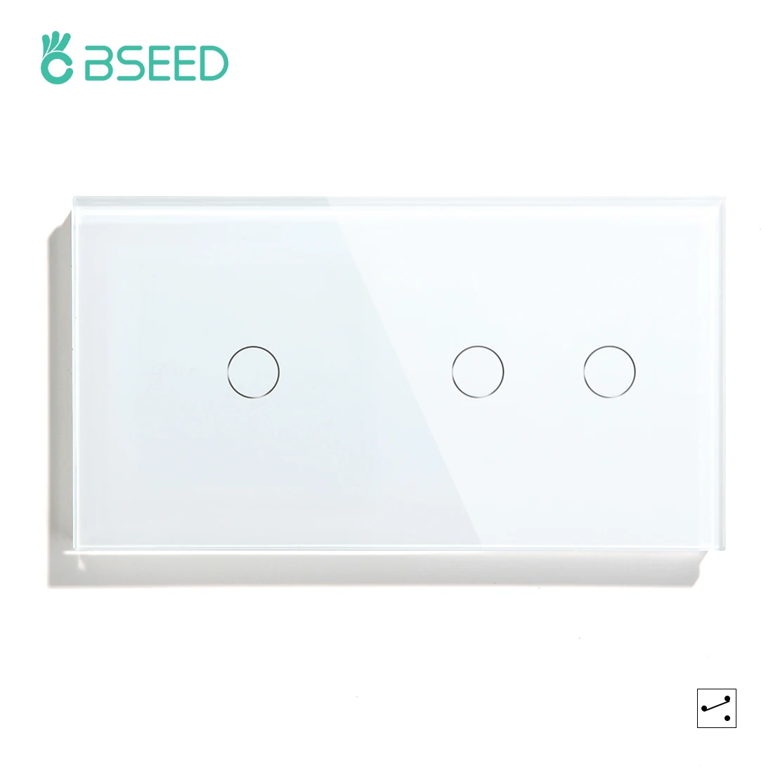 

Сенсорный переключатель BSEED для лестниц, двойной сенсорный переключатель для лестниц, отелей, стеклянная панель европейского стандарта, голубая задняя панель, 10 А, клавиши