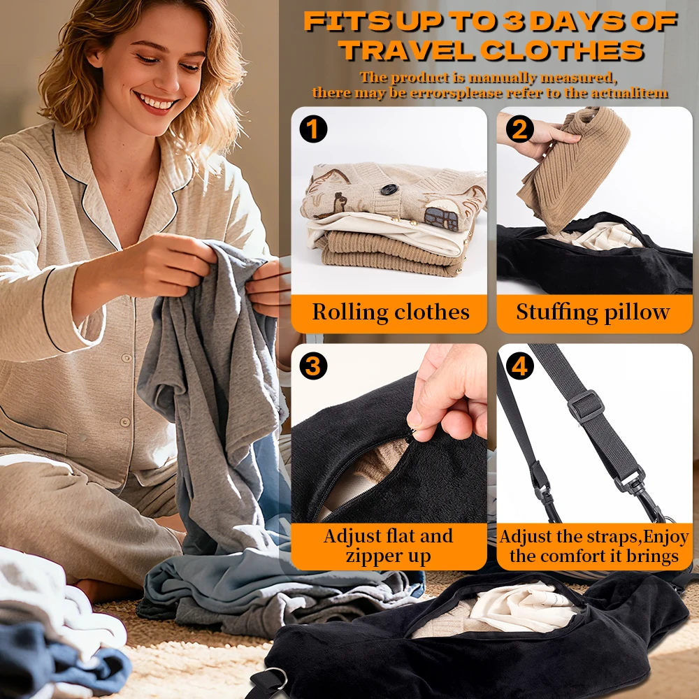 Travel Pillow Adjustable U-Shaped Neck Pillow Washable Multi-Functional Fillable Portable Case For Airplane