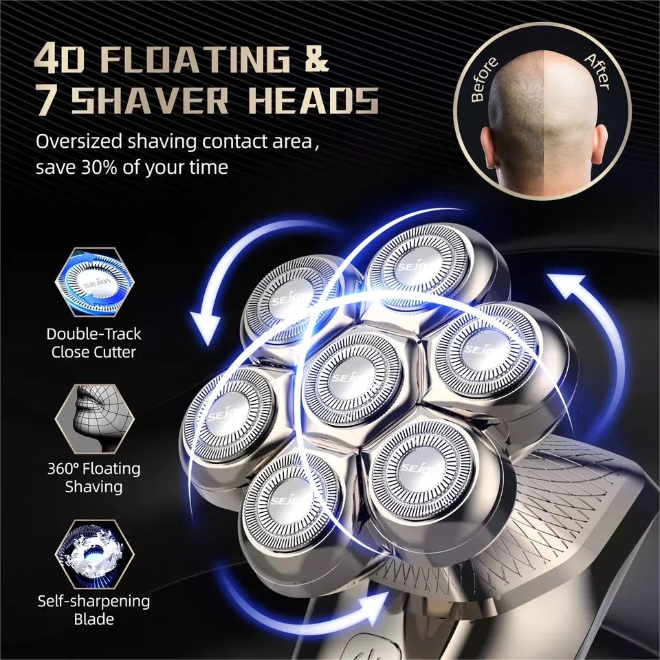 5IN1 Rotary Electric Shaver 7D Rechargeable Bald Head Beard Trimmer Razor electric shaver electric razor rotary shaver electrical rotary shaver cordless shaver