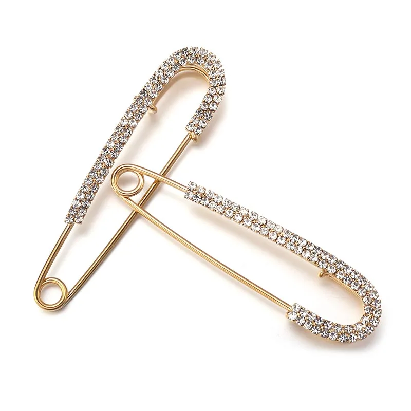 Plated 2pcs Gold Brooch Pins Large Brooches Pin For Dress Women Rhinestones Plated 2pcs Gold Brooch Pins Large Brooches Pin For Dress Women Rhinestones
