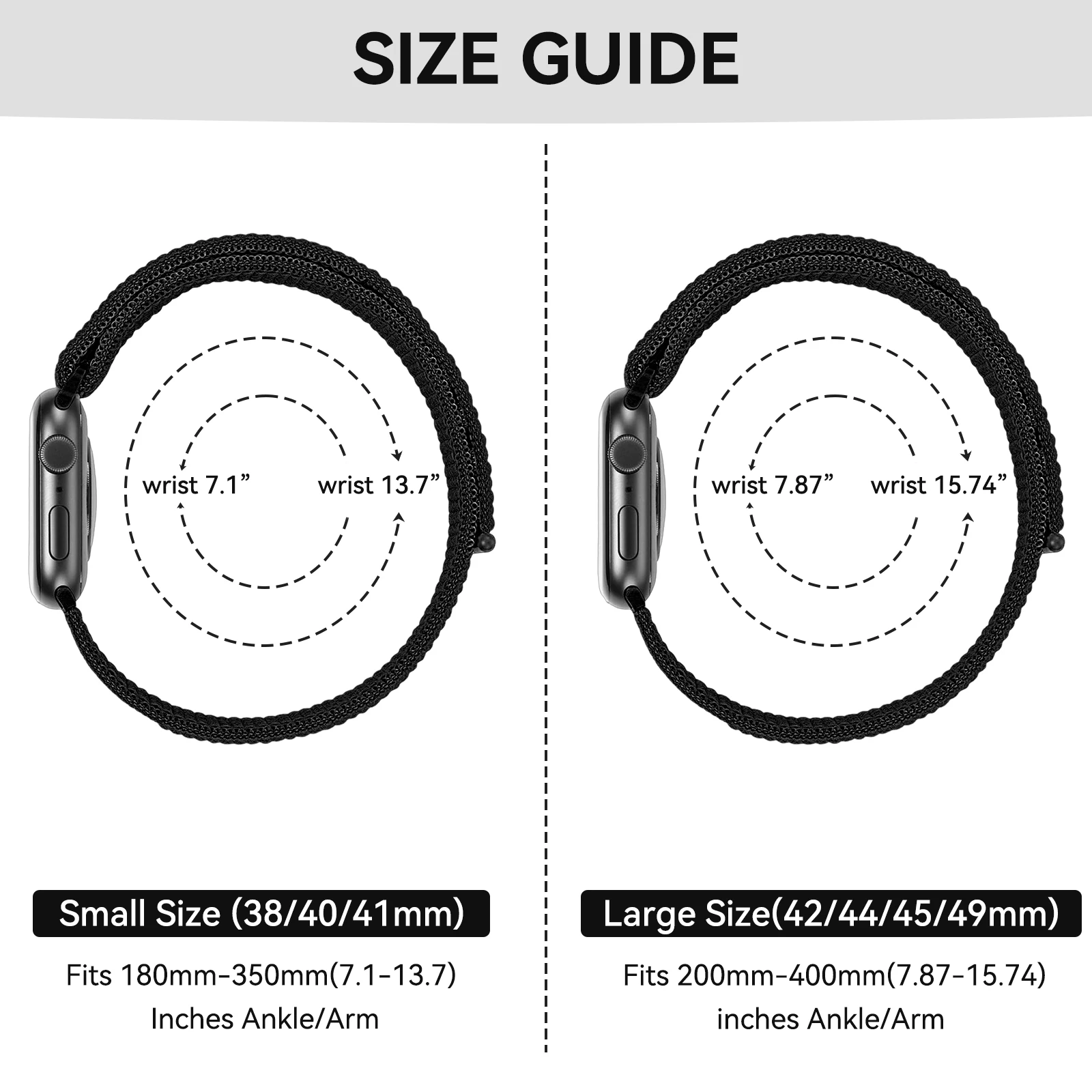 아이워치 SE 울트라 시리즈용 통기성 나일론 암밴드, 발목 및 팔 밴드, 애플 워치 49mm, 45mm, 44mm, 42mm, 41mm, 40mm, 38mm 호환