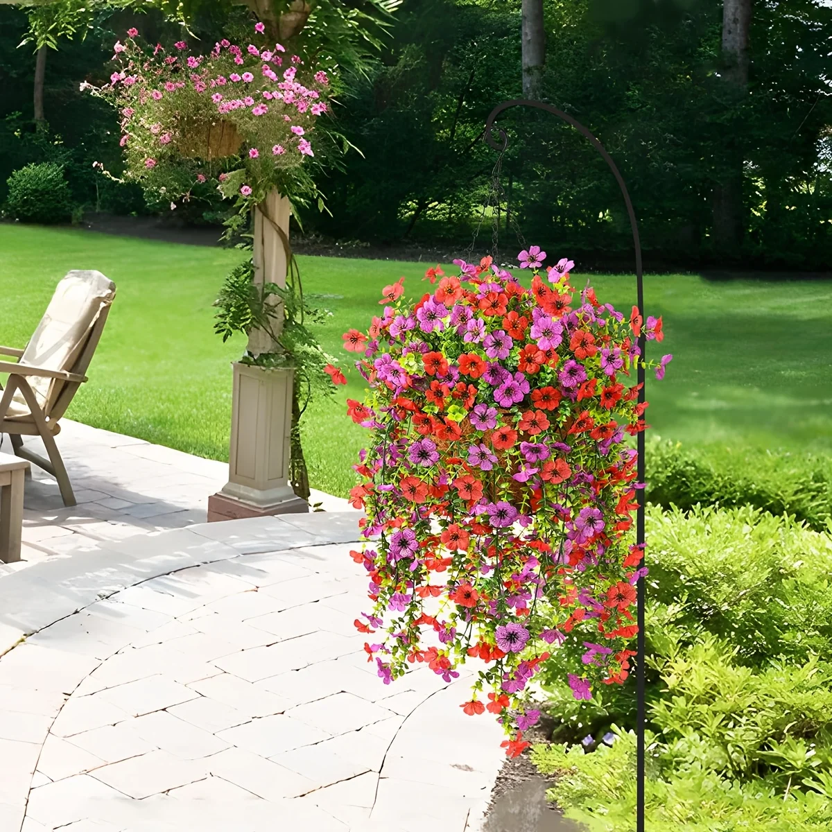 Elegant Hanging Artificial Flowers - Vibrant Outdoor Spring & Summer Decor for Porch, Garden, and Home