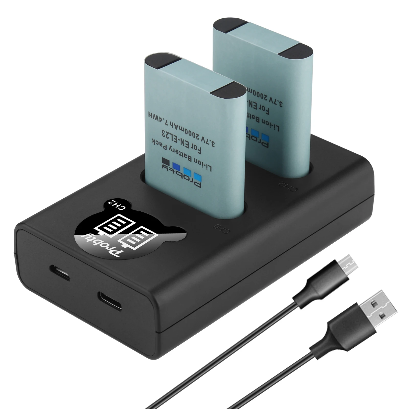 En-El23 Batteria Enel23 Con Caricabatterie Usb Led Per Fotocamere Nikon Coolpix P600 P610 B700 P900 S810C