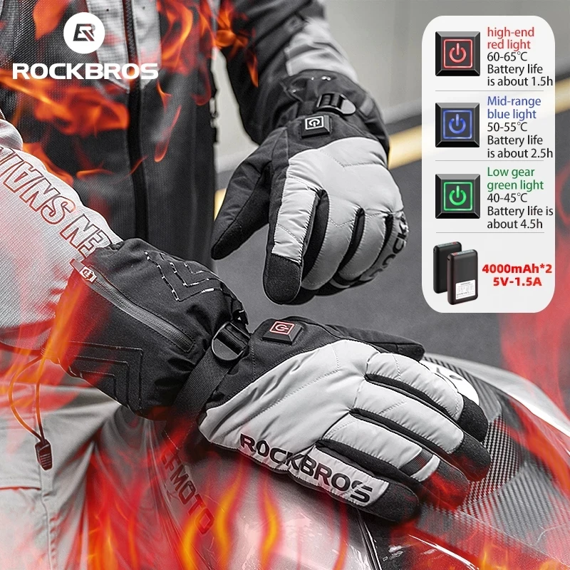 Rockbros Guanti Da Equitazione Riscaldati Elettrici Guanti Da Ciclismo Per Biciclette Da Moto Guanti Da Riscaldamento Termici Invernali Guanti Da Sci 