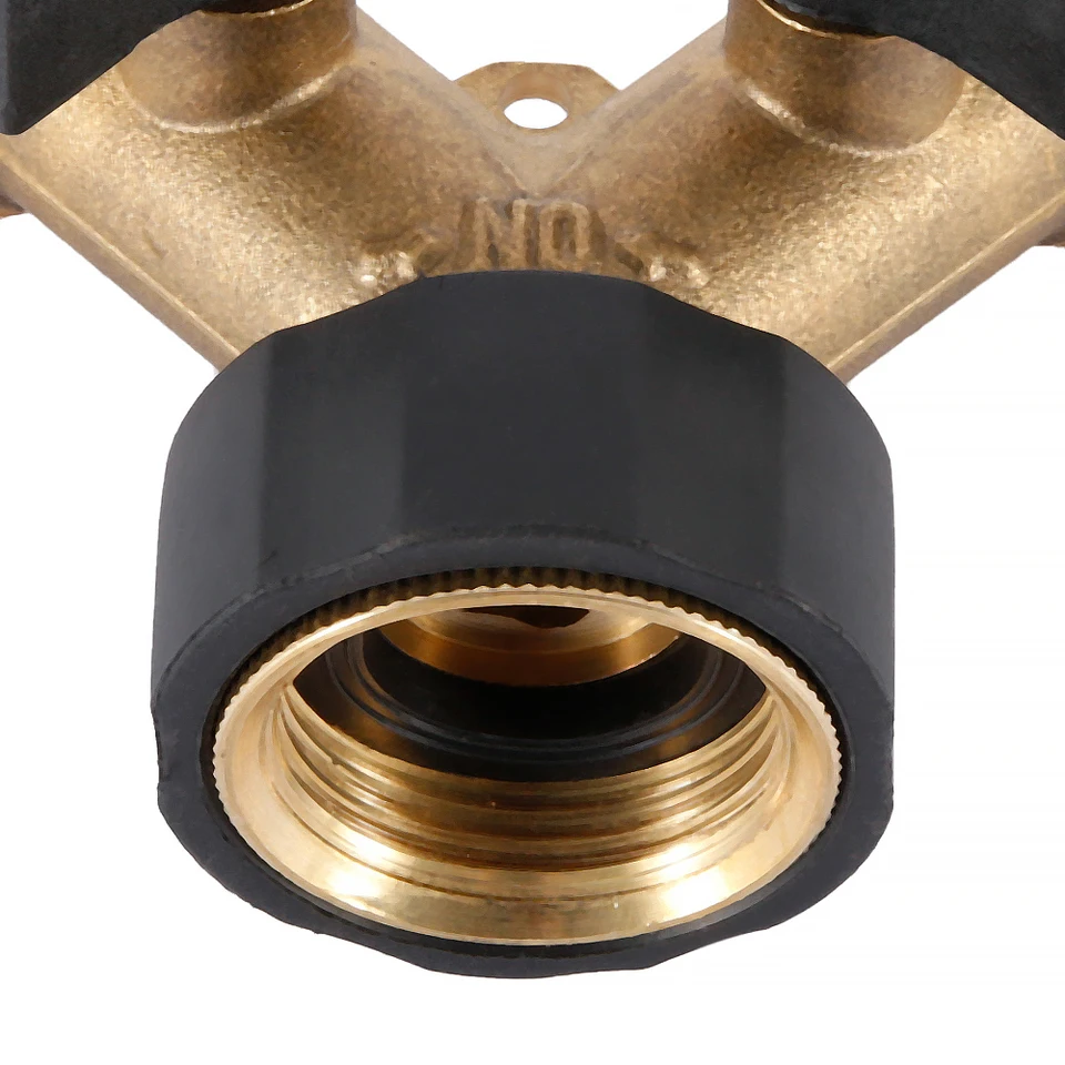 Splitter Rubinetto Giardino A 2 Vie In Ottone Con Valvole On/Off Individuali E Raccordo Rapido 3/4''