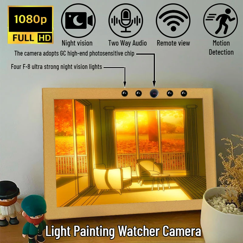 

1080P HD WiFi Panoramic Infrared Night Vision Home Monitoring Camera Light Drawing Voice Intercom Night Vision Mobile Remote Cam