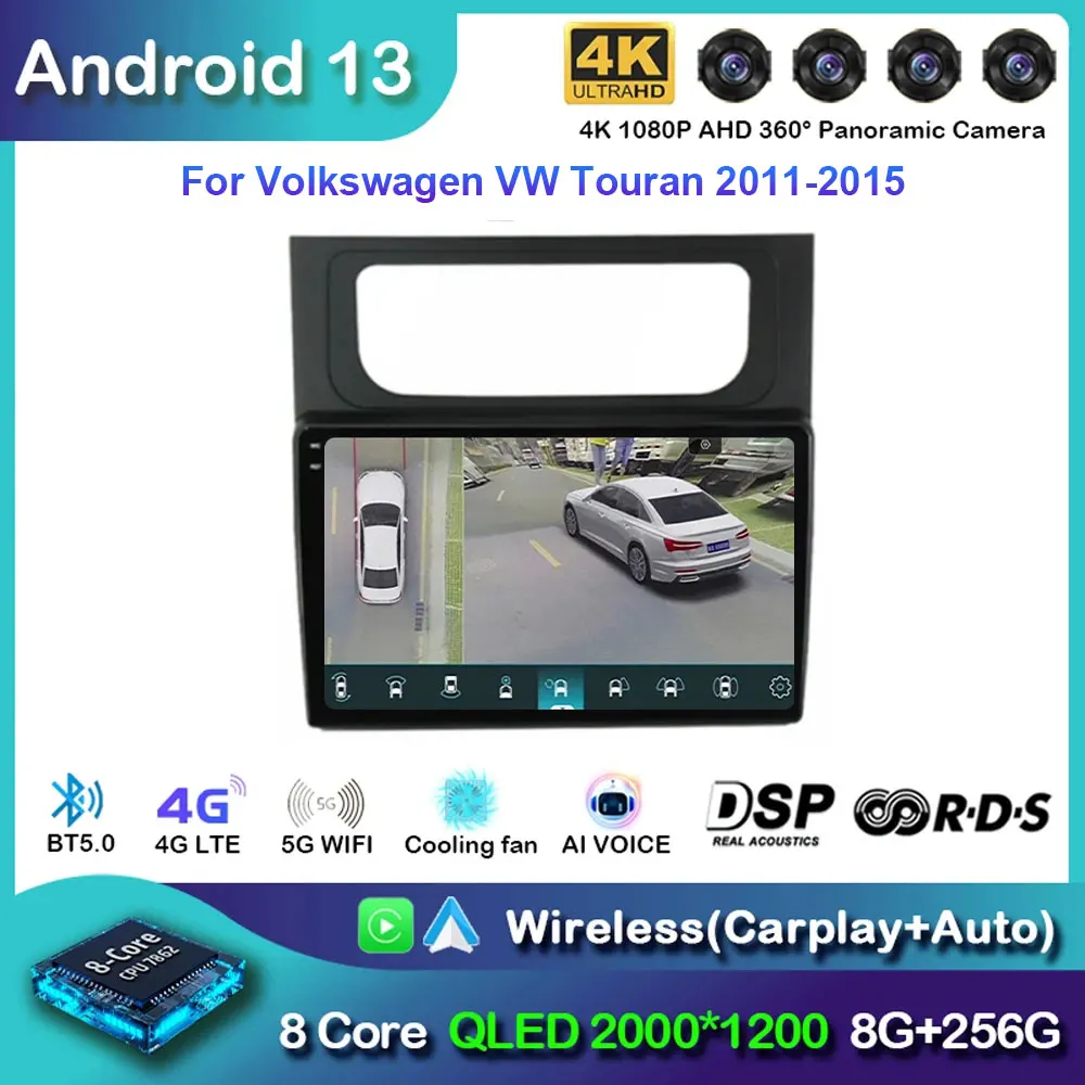 

Car Radio Android 13 For Volkswagen VW Touran 2011 2012 2013 2014 2015 Multimedia Video Navigation Carplay Auto GPS No Dvd DSP