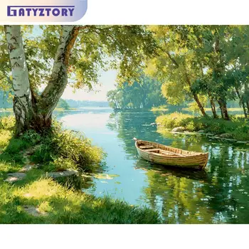 GATYZTORY Kit Pittura con Numeri Fai da Te, Quadri Fai da Te con Fiumi, Dipinti a Mano, Arte su Tela, Regalo, Decorazione per la Casa