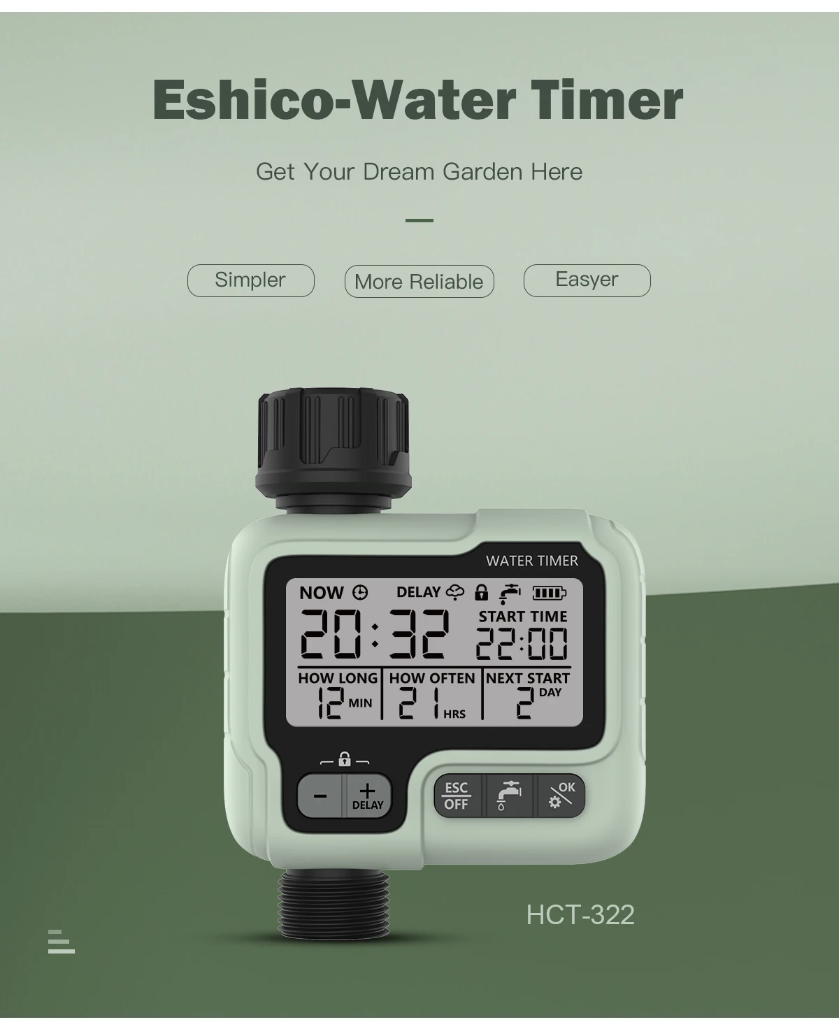 Description Picture 5 of itemHCT-322 Automatic Water Timer Garden Digital Irrigation Machine Intelligent Sprinkler Used Outdoor to Save Water&Time