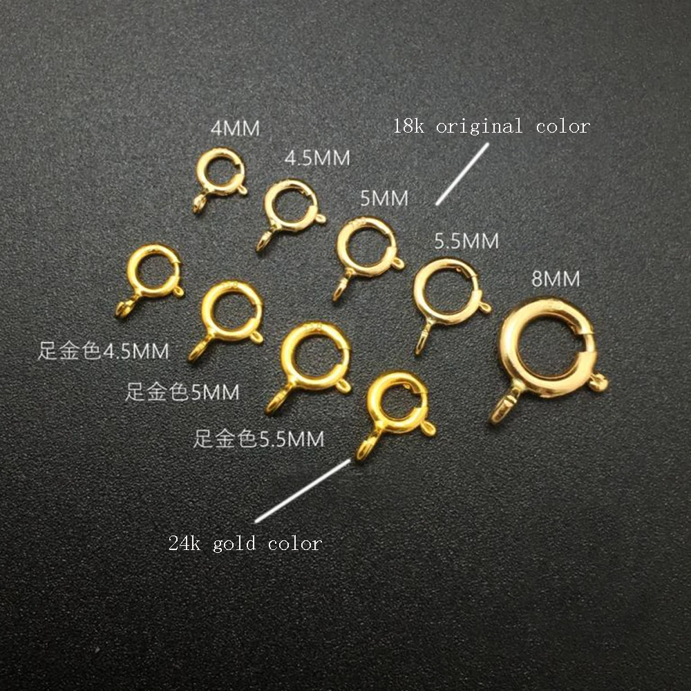 Sinya 18k Gold Spring Ring Clasp DIY Necklace Bracelets Chains