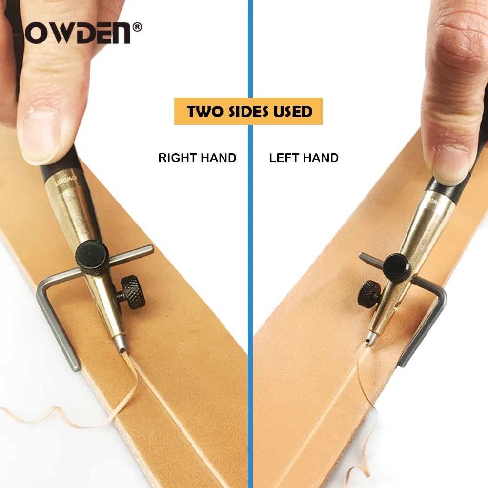 Leather Sewing Tools 3 in 1 Leather Groover Tool Set (1.0-1.2-1.5mm) DIY Craft Adjustable Crease Edger for Stitching OWDEN