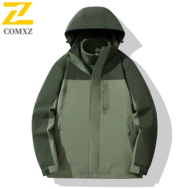 COMXZ Men Jacket Comfort Outdoor Travel Thickened Warm Parka Casual Solid Color Design Cold Resistant Winter Motorcycle Jacket