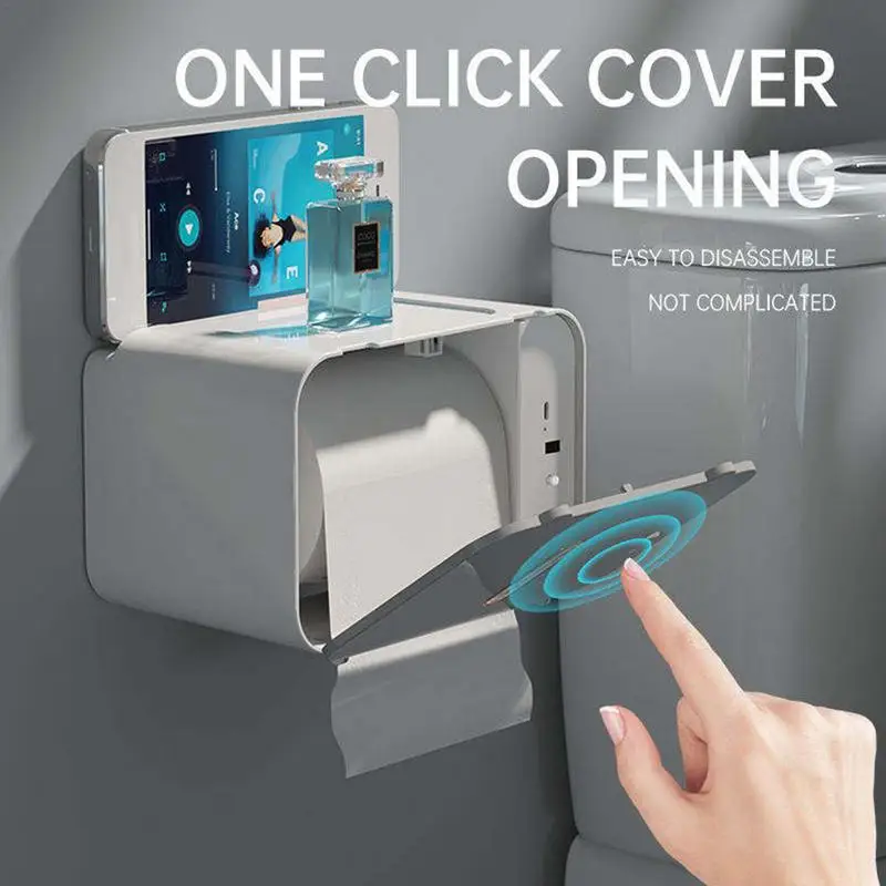 

Smart Sensor Tissue Box Toilet Paper Rack Induction Automatic Paper Feeder Tissue Storage Box waterproof Wall-Mounted Punch-Free
