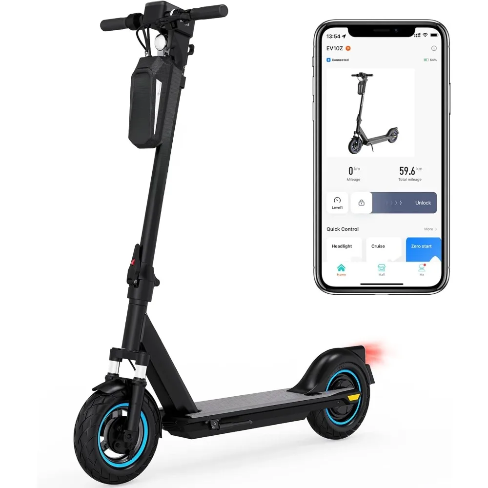 Electric Scooter, Application Supported Electric Scooter, 10 Inch Solid Tires, Adult and Adolescent Foldable Scooter