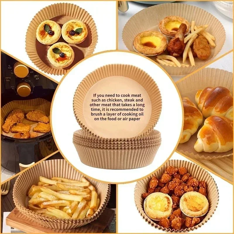 100Pcs Air Fryer Paper Liners Non-stick Disposable Liners Baking Paper Air Fryer Oil-proof Food Grade Baking