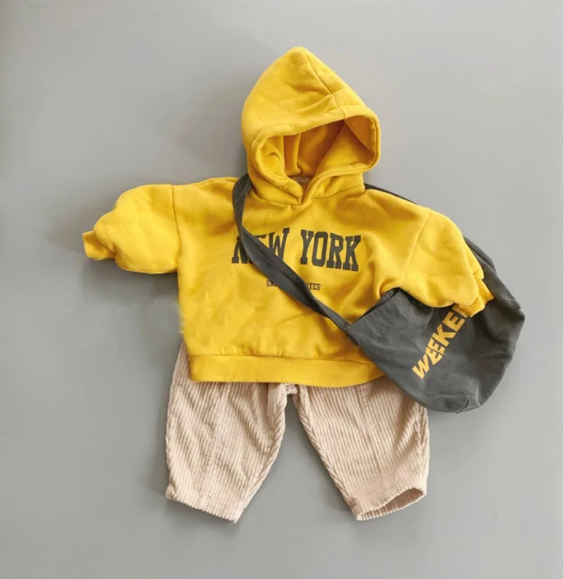 Children Sweatshirt Winter New Fashion Letter Print Baby Fleece Hoodie Toddler Boy Long Sleeve Warm Hooded Sweatshirt Baby Plus Velvet Hoodie
