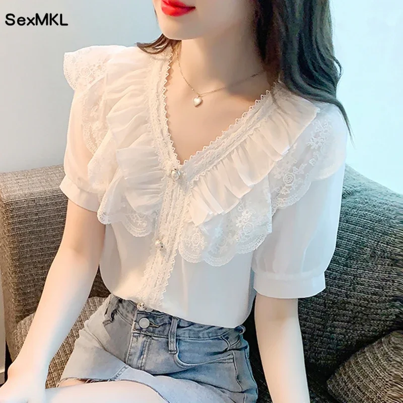 Muru | Women'S Chic Lace Sleeve Blouse Trendy