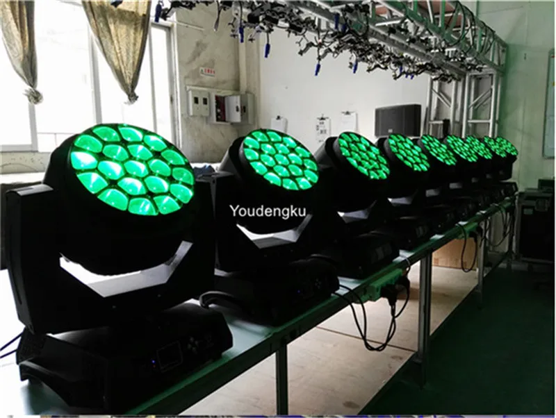 4 pieces with flycase 19*25w Led Bee Eye Moving Head 4IN 1 Stage Wash zoom Movin