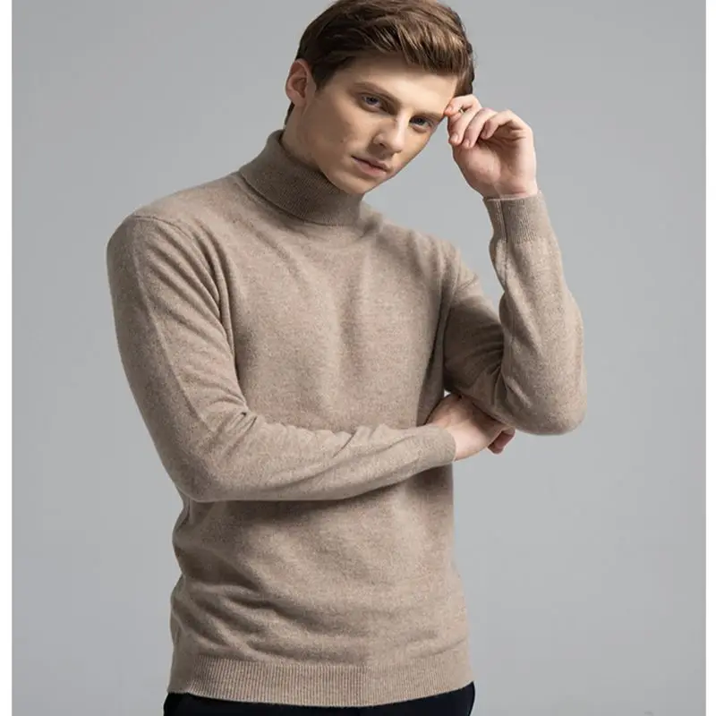 100% Pure Cashmere Wool Turtleneck Sweaters For Men Pullover 2024 Autumn Winter Soft lightweight Warm Knitted Sweater Pull Homme 3