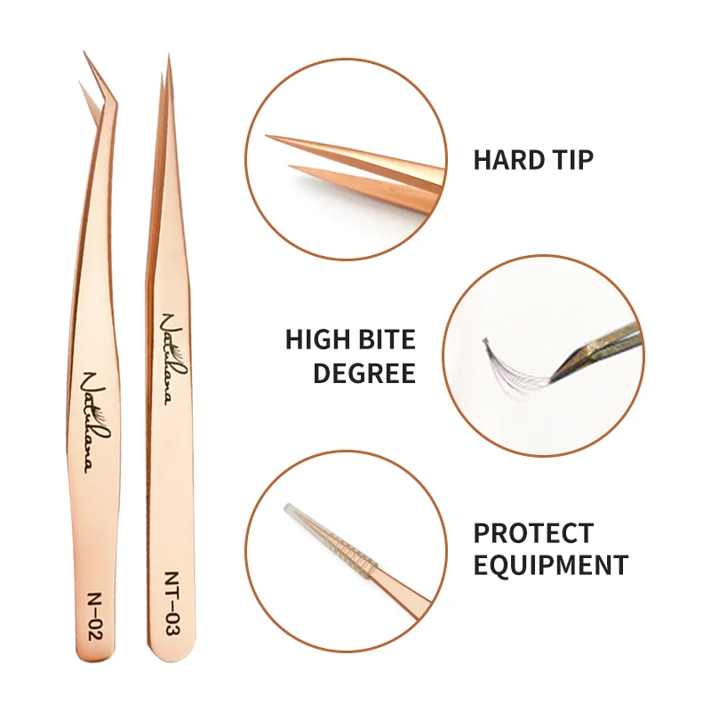 NATUHANA Anti-static Straight Eyelash Extension Tweezers Industrial Precision Curved Straight Lash Eyebrow Tweezers Makeup Tool 5