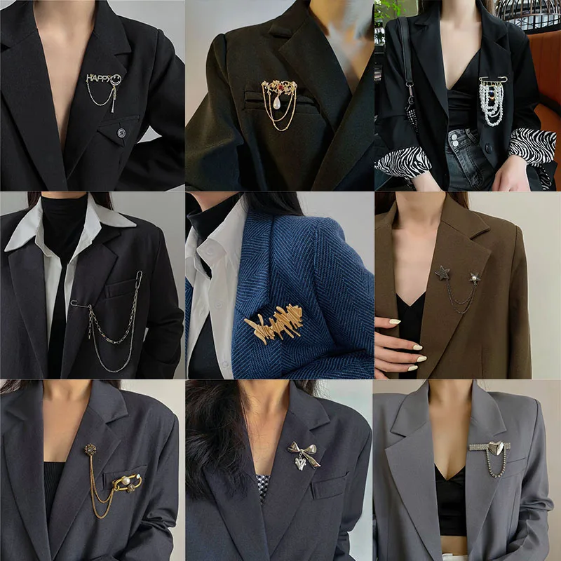 Alfileres De Cadena Para Hombre Y Mujer, Con Cadena Colgante, Broche De Borla, Alfileres De Solapa Para Trajes, Cadenas De Alfiler De Solapa, Pasador De Solapa Largo, Para Traje De Negocios