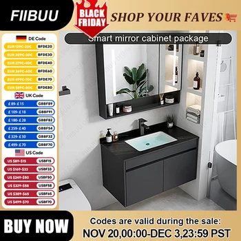 มัลติฟังก์ชั่นห้องน้ํา Vanity โมเดิร์นกระจกตู้แบบบูรณาการอ่างล้างหน้าห้องน้ําตู้อ่างล้างจานเซรามิคเฟอร์นิเจอร์ห้องน้ํา 1