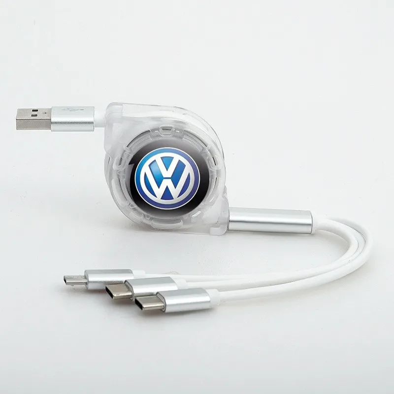 New 3 In 1 Micro USB Type C Charging Cable Multi Charger For VW Volkswagen Golf