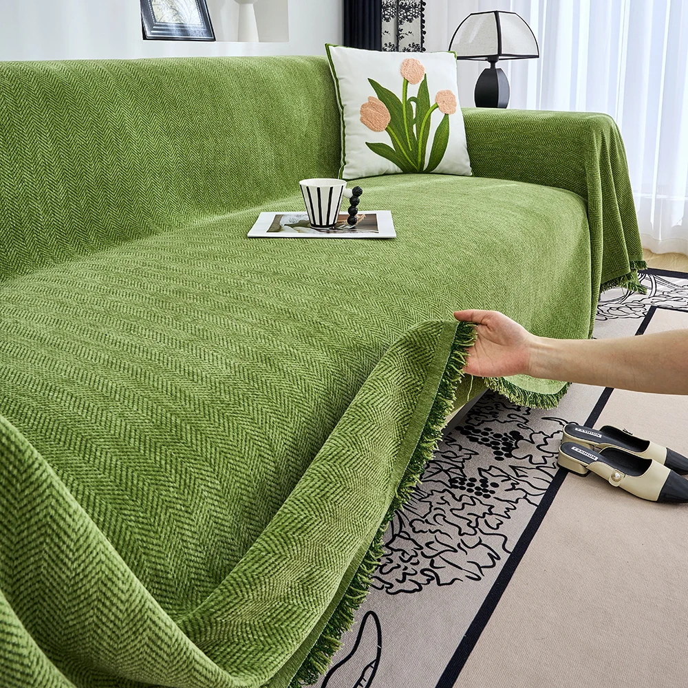 Chenille Sofa Towel for living room French Style home decoration Sofa Cover Couch Cover Tassel edge Waffle cushion