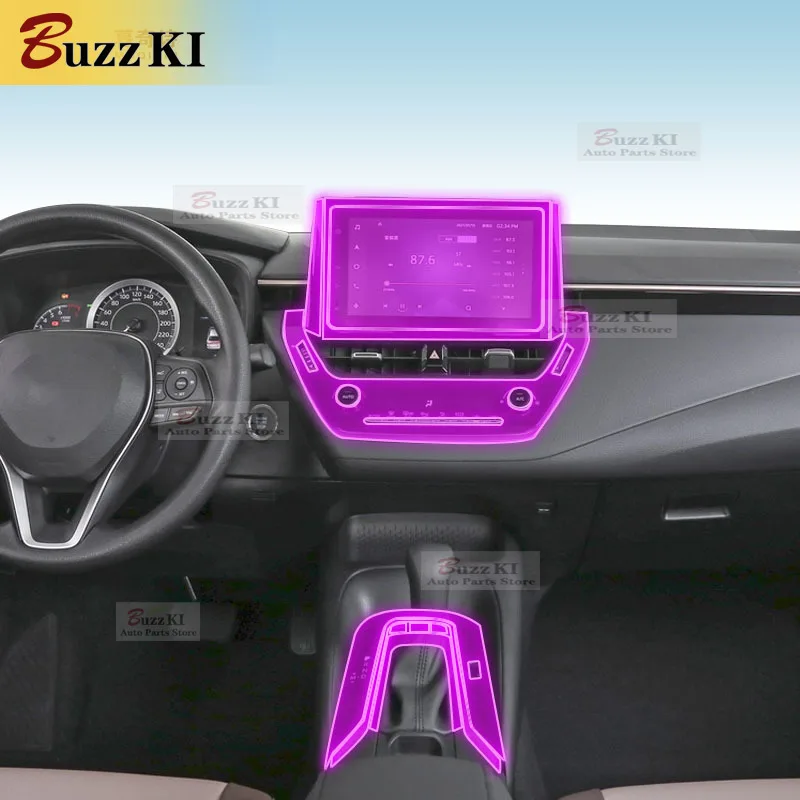 Decoratieve Zachte Strips Auto Console Versnellingsbak Paneel Sticker Transparant TPU Auto-interieur Beschermfolie Voor TOYOTA Voor Corolla E210 2019 2020 2021 2022 2023 (Kleur : StyleE